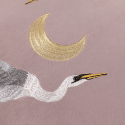 Moonlit Flight Embroidered Velvet Cushion - Dusty Pink / Polyester - thumbnail 4
