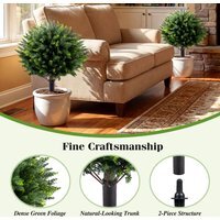 Set of 2 Artificial Cypress Topiary Trees - Green