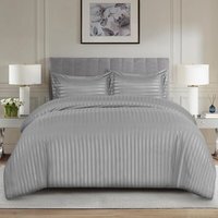 3Pcs Stripe Duvet Cover Set With Pillowcase - Grey / Single