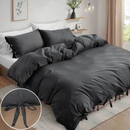 3Pcs Stripe Duvet Cover Set With Pillowcase - Grey / Single - thumbnail 2