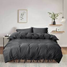 3Pcs Stripe Duvet Cover Set With Pillowcase - Grey / Single - thumbnail 3