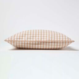 Cotton Gingham Check Cushion Cover - Beige / 50cm - thumbnail 3
