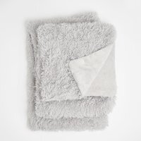 Sienna Fluffy Shaggy Blanket Throw Over Sofa Bed Fleece - Silver - thumbnail 1