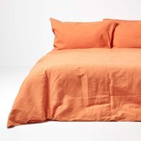 Linen Duvet Cover Set with Pillowcase - Burnt Orange / Superking