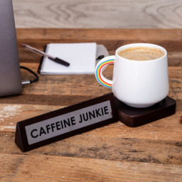 Wooden Desk Sign - Caffeine Junkie - Brown - thumbnail 3