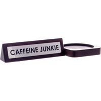 Wooden Desk Sign - Caffeine Junkie - Brown - thumbnail 1