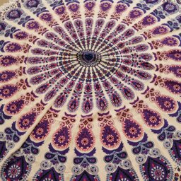 Peacock Purples Mandala Roundie Cotton Wall Art - Purple - thumbnail 3