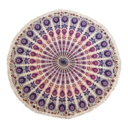 Peacock Purples Mandala Roundie Cotton Wall Art - Purple - thumbnail 2