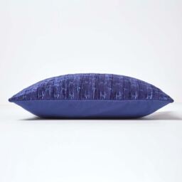 Crushed Velvet Cross Stich Cushion Cover - Navy Blue / 55cm - thumbnail 3