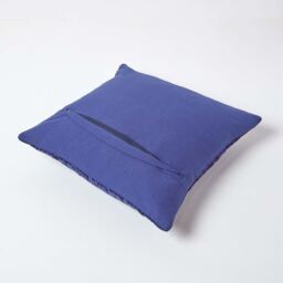 Crushed Velvet Cross Stich Cushion Cover - Navy Blue / 55cm - thumbnail 4