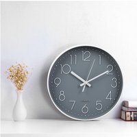 12-Inch Minimalist Wall Clock with Arabic Numerals - Grey and White - image 1