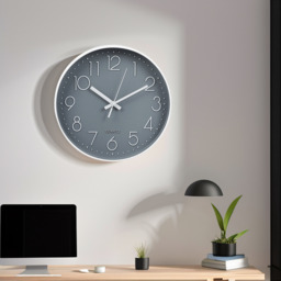 12-Inch Minimalist Wall Clock with Arabic Numerals - Grey and White - thumbnail 2