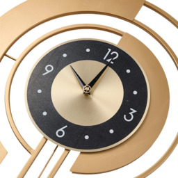 18 Inch Modern Decorative Non-Ticking Wall Clock with Pendulum - Gold + Black - thumbnail 5