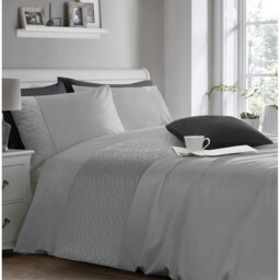Soft Touch Pinsonic Quilted Geo Duvet Cover and Pillowcase Set - Silver / King - thumbnail 3