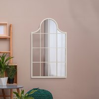 Arcus Crown Metal Framed Arched Window Wall Mirror - White