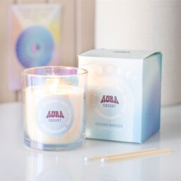 Aura Energy Ocean Breeze Iridescent Candle Calm Refreshing Light - Blue - thumbnail 4