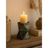 Rambia Small Oil Slick Glass Candle Holder - Multicolour