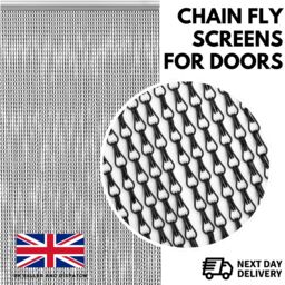 Aluminium Chain Door Curtain 90x210cm - Black Finish - Black - thumbnail 3