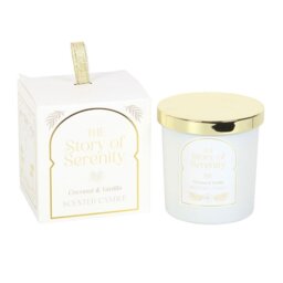 Serenity Coconut Vanilla Candle Relaxing Home Fragrance Gift - White - thumbnail 5
