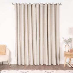 Plain Blackout Thermal Eyelet Curtains  - Stone / 167cm / 182cm - thumbnail 2