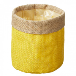 Yellow Hessian Plant Pot Cover - Yellow / 15cm - thumbnail 2