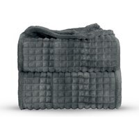 Snug Soft Chunky Waffle Plush Throw Blanket - Charcoal / 200cm - image 1