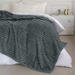 Snug Soft Chunky Waffle Plush Throw Blanket - Charcoal / 200cm - thumbnail 3