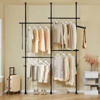 Telescopic Clothes Stand with Rods - Black