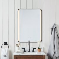 Illuminated LED Front-lit Bathroom Mirror Rounded Rectangle - Black - image 1