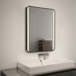 Illuminated LED Front-lit Bathroom Mirror Rounded Rectangle - Black - thumbnail 2