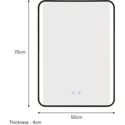 Illuminated LED Front-lit Bathroom Mirror Rounded Rectangle - Black - thumbnail 4