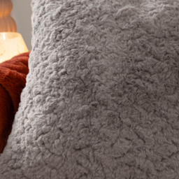 Megeve Faux Fur Cushion - Slate / Polyester - thumbnail 3