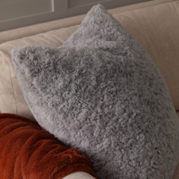 Megeve Faux Fur Cushion - Slate / Polyester - thumbnail 2