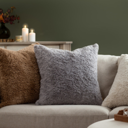 Megeve Faux Fur Cushion - Slate / Polyester - thumbnail 4