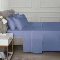 "Deep Percale Fitted Sheet 10"" (25cm) - Blue / Double"