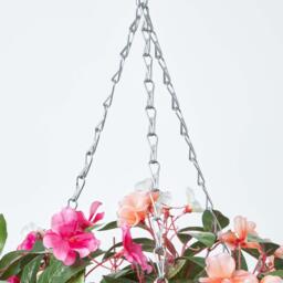Homescapes White, Orange and Pink Impatiens Hanging Basket, 85 cm - Multi - thumbnail 4