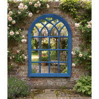 Arched Window Mirror Blue Rustic Frame 50.5 X 71 X 2.5 CM - Blue Rustic