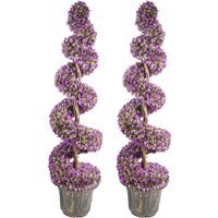 Purple Large Leaf Spiral Trees with Decorative Planter - Purple Pair / 120cm