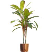 Artificial Potted Dracaena Tropical Plant with Copper Metal Plater - Dracaena Large Leaf Copper