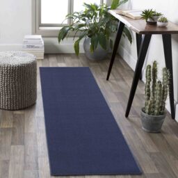 Simple Plain Living Room Soft Low Pile Area Rugs Felt Back - Navy / 60x110 cm - thumbnail 4