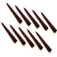 Spiral Dinner Candles, Pack of 10, Decorative Household Candles, 23 cm - Green - Brown