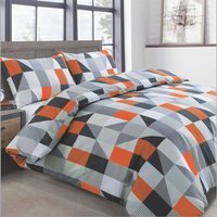 Geometric Shapes Easycare Polycotton Duvet Set - Orange / Single