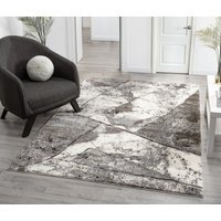 Eleanor Modern Embossed Contemporary Living Room Area Rug - Slate Design Rug - Grey / 200cm - thumbnail 1