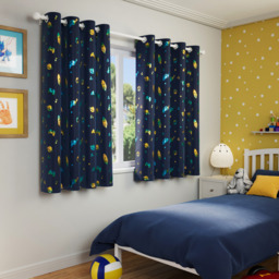 Pair of Infinity Room Darkening Thermal Eyelet Curtains - Blue / 183cm / 168cm - thumbnail 2