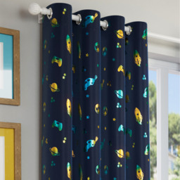 Pair of Infinity Room Darkening Thermal Eyelet Curtains - Blue / 183cm / 168cm - thumbnail 3