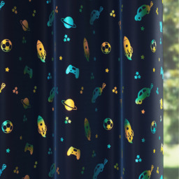 Pair of Infinity Room Darkening Thermal Eyelet Curtains - Blue / 183cm / 168cm - thumbnail 4