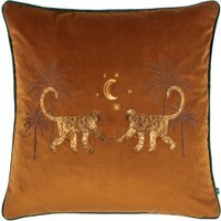Dusk Monkey Embroidered Cushion - Rust / Polyester