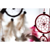 Turquoise Pink Purple Heart Dream Catcher with Feathers, Native American Gift - Multi