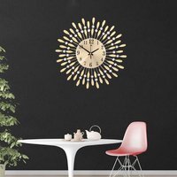 Crystal Sun-Shaped Wall Clock - Gold - image 1