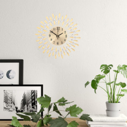Crystal Sun-Shaped Wall Clock - Gold - thumbnail 2